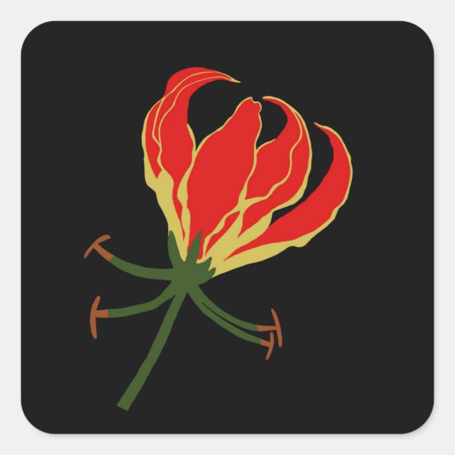 Flame Lily Gloriosa Square Sticker (Front)