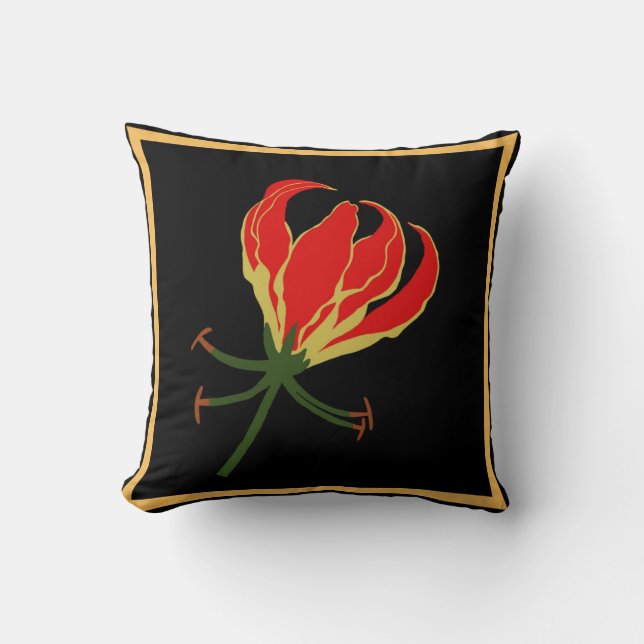 Flame Lily Gloriosa Throw Pillow (Front)