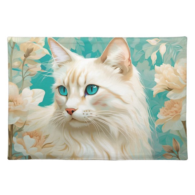 flame Lynx Point Siamese Portrait Art Cloth Placemat (Front)