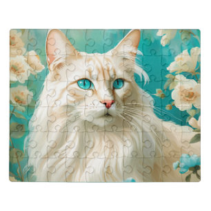 Flame Lynx Point Siamese Portrait Art Jigsaw Puzzle
