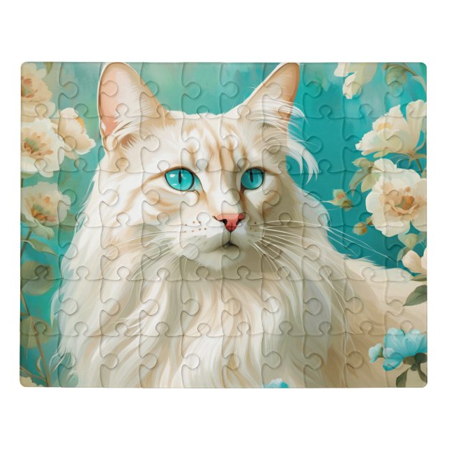 Flame Lynx Point Siamese Portrait Art Jigsaw Puzzle (Puzzle Horizontal)