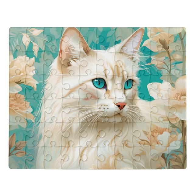 Flame Lynx Point Siamese Portrait Art Jigsaw Puzzle (Puzzle Horizontal)