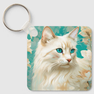 Flame Lynx Point Siamese Portrait Art Keychain
