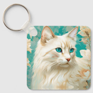 Flame Lynx Point Siamese Portrait Art Keychain