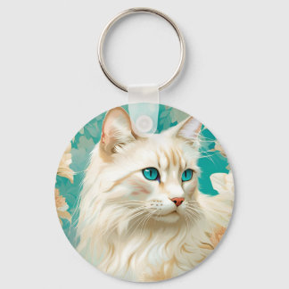 Flame Lynx Point Siamese Portrait Art Keychain