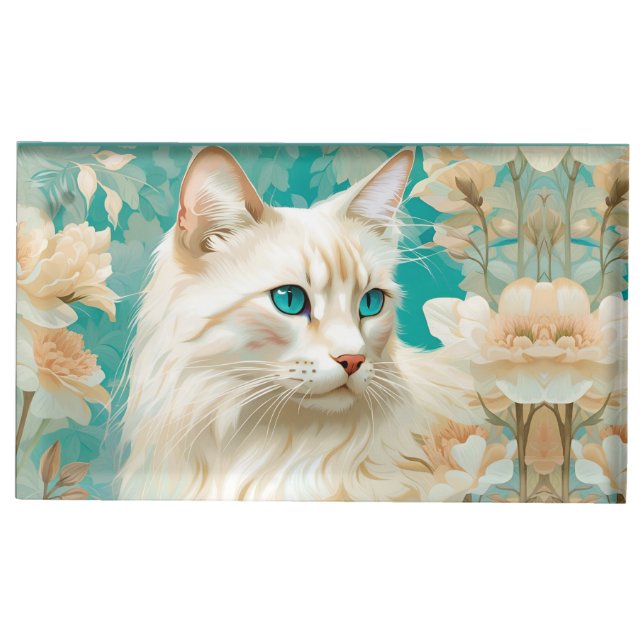 Flame Lynx Point Siamese Portrait Art Place Card Holder (Front)