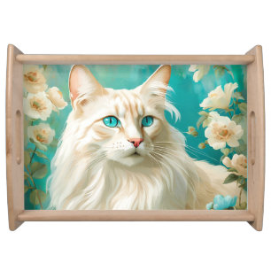 flame Lynx Point Siamese Portrait Art Serving Tray