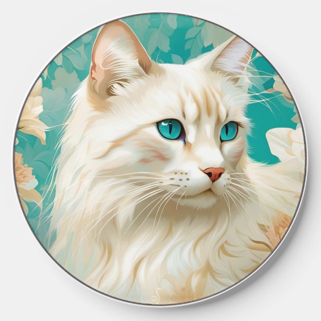 Flame Lynx Point Siamese Portrait Art Wireless Charger (Front)