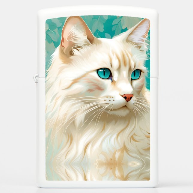 Flame Lynx Point Siamese Portrait Art Zippo Lighter (Front)