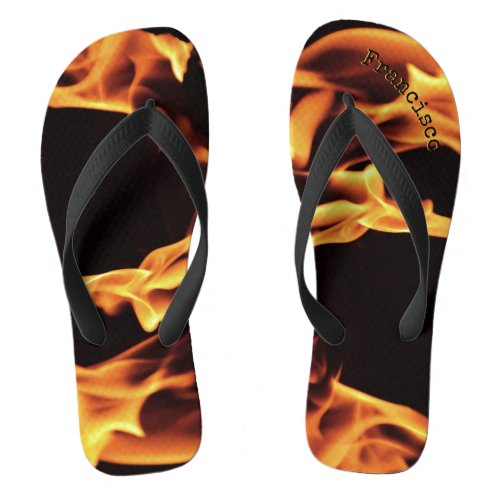 Flame Mens Casual Mismatched Cool Beach Your Name Flip Flops