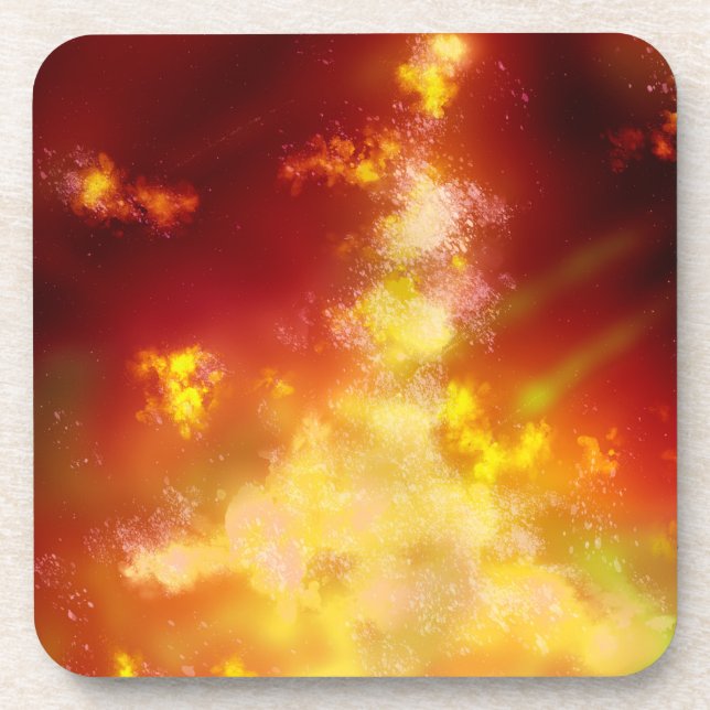 Flame Night Sky  Plastic  Beverage Coaster (Front)