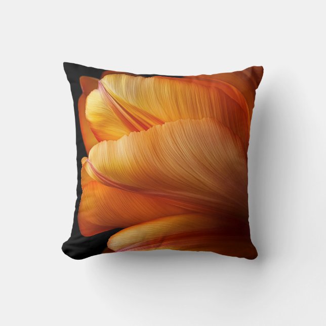 Flame of Grace – Golden Tulip in Bloom Throw Pillow (Front)