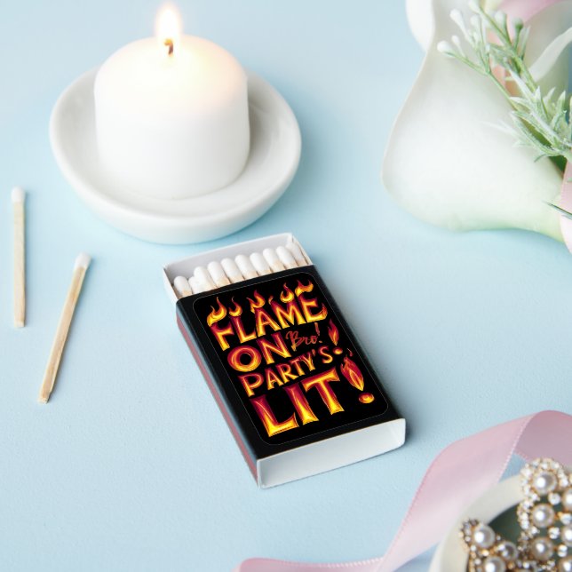 Flame On Bro! Party Lit Matchboxes (Insitu)