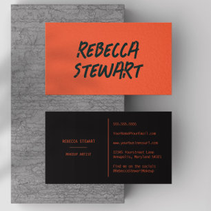 Flame Orange and Black Grunge Modern Creative Business Card