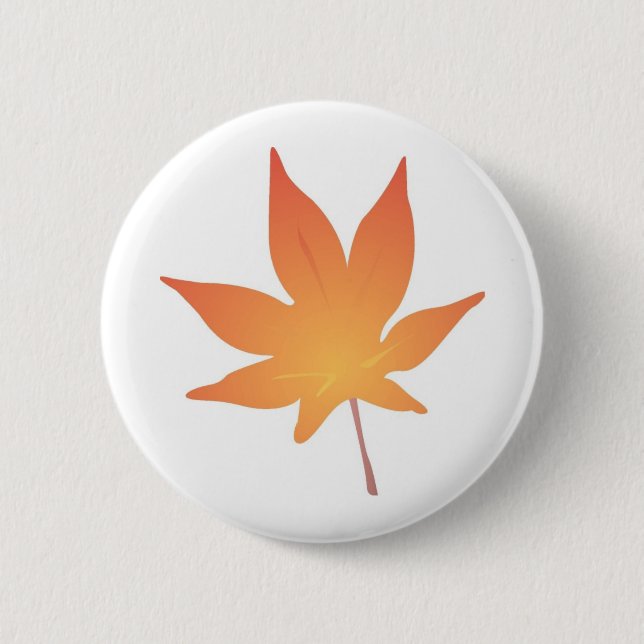Flame Orange Leaf Pinback Button (Front)
