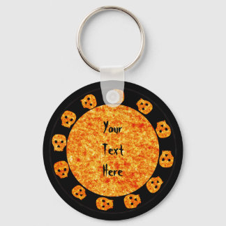 Flame Orange Skull Keychain