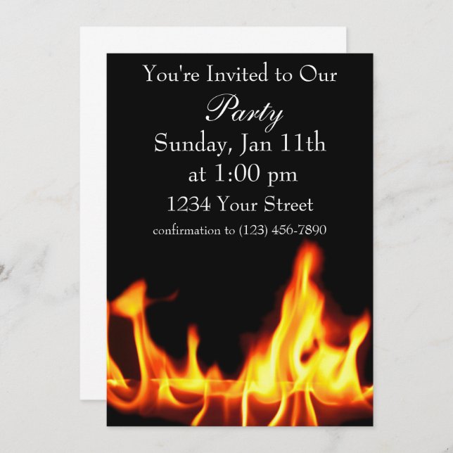 Flame party invite full (Front/Back)