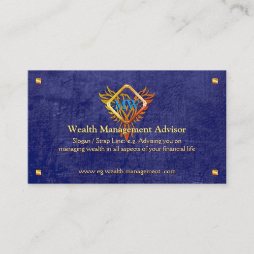 Flame Phoenix blue leather_look Wealth Advisor Business Card