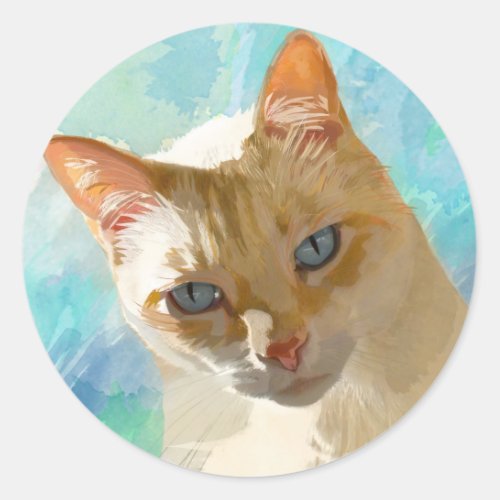 Flame Point Siamese Cat Greeting Cards Classic Round Sticker