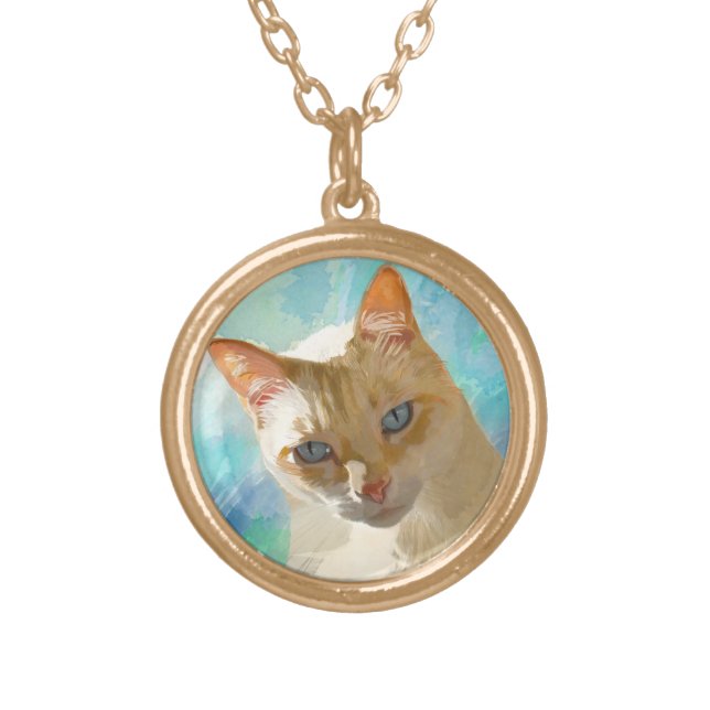 Flame Point Siamese Cat Necklace (Front)