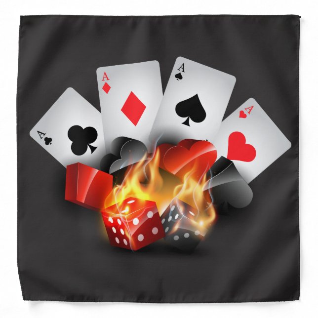 Flame Poker Casino Black Bandana (Front)
