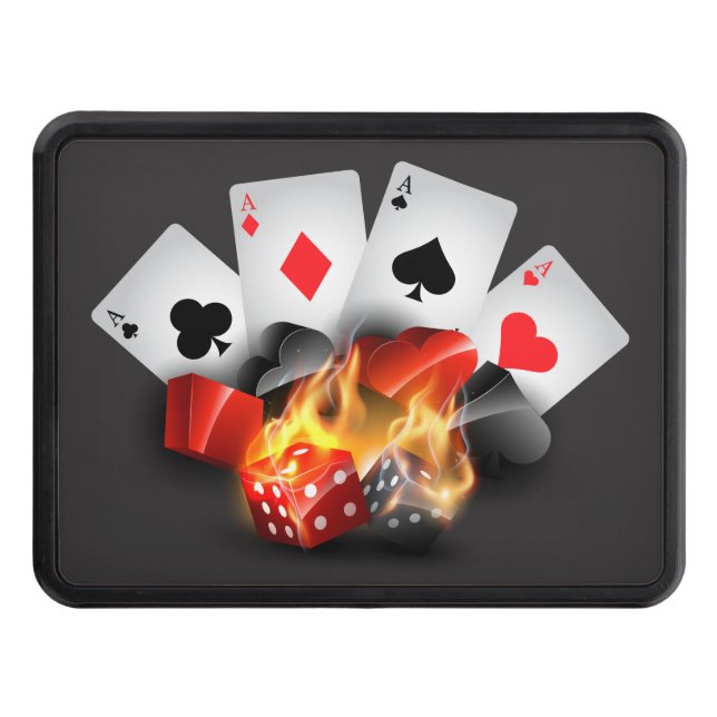Flame Poker Casino Black Hitch Cover (Front)