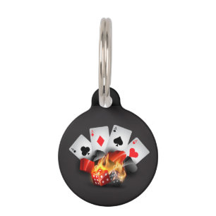 Flame Poker Casino Black Pet Name Tag