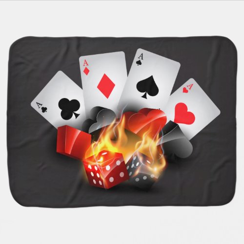 Flame Poker Casino Black Stroller Blanket