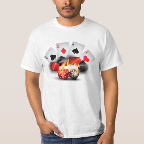 Flame Poker Casino White T_Shirt