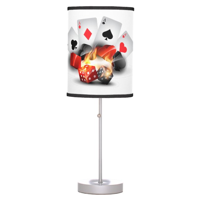 Flame Poker Casino White Table Lamp (Front)