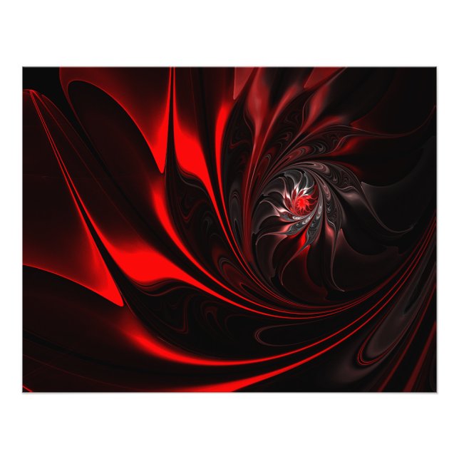 Flame Red Abstract Whirl Photo Print (Front)