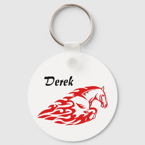 Flame Red Horse Personalized Keychain