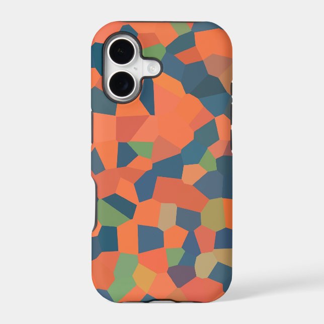Flame Red, Midnight Blue, Green Mosaic Pattern Iphone Case (Back)