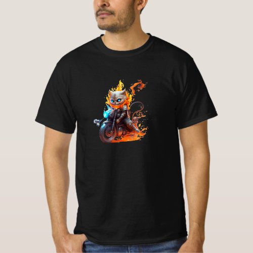 Flame_Riding Feline Inferno Ghost Cat Rider T_Shirt