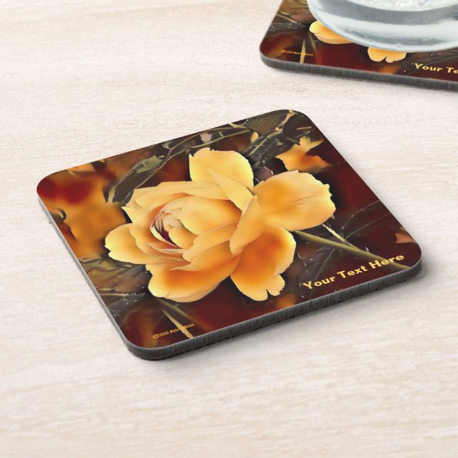 Flame Rose Beverage Coaster (Left Side)