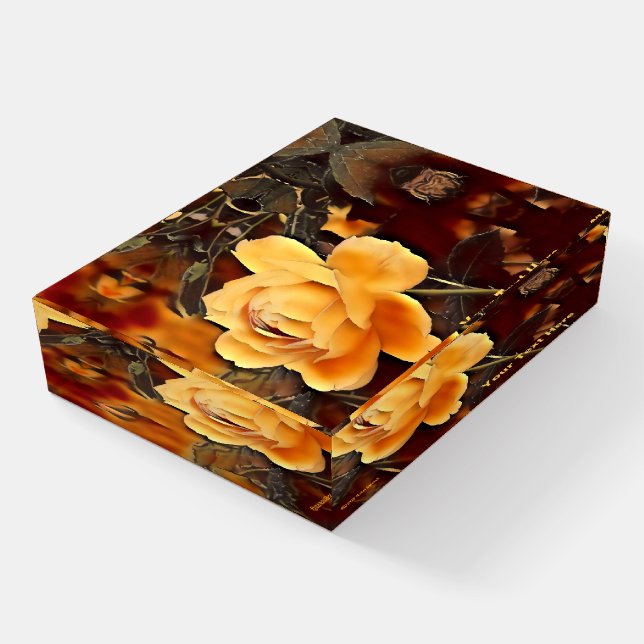 Flame Rose Paperweight (Angled)
