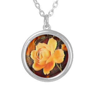 Flame Rose Silver Plated Necklace
