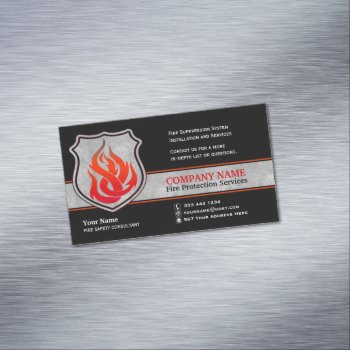 Flame Shield Fire Protection Magnetic Business Card Magnet by uniqueprints at Zazzle