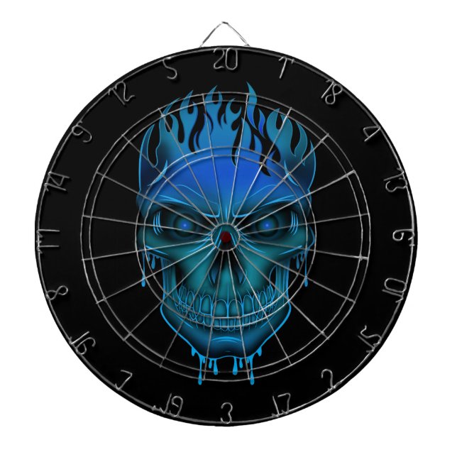 Flame Skull - Blue     Dart Board (Front)