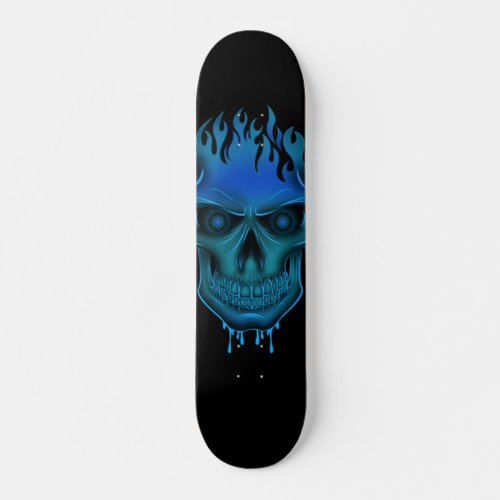 Flame Skull _ Blue Skateboard
