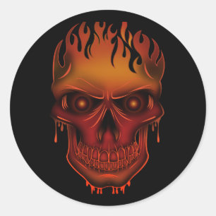Flame Skull Classic Round Sticker