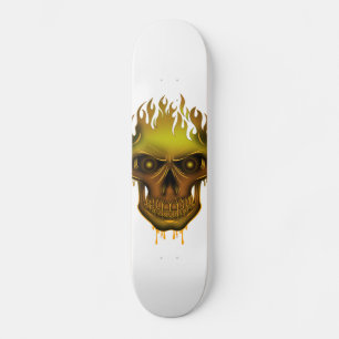 Flame Skull - Gold Skateboard Deck