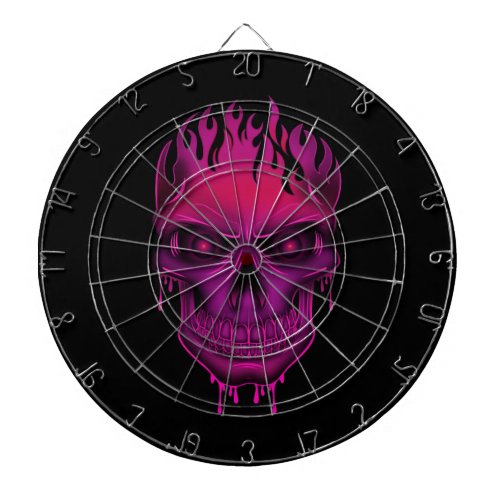 Flame Skull _ Hot Pink  Dart Board