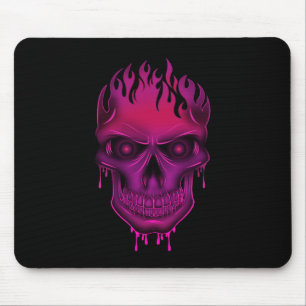 Flame Skull - Hot Pink Mouse Pad