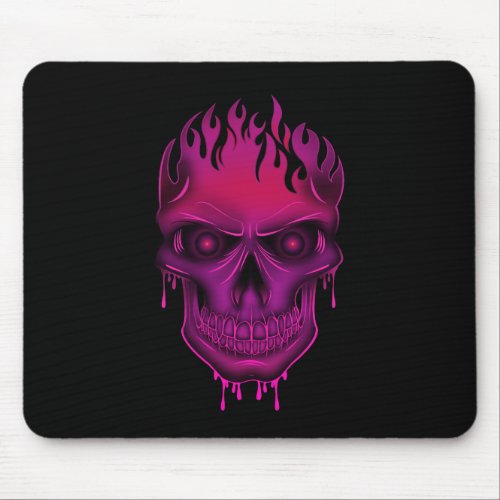 Flame Skull _ Hot Pink Mouse Pad