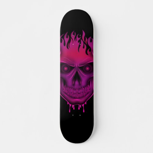 Flame Skull _ Hot Pink  Skateboard