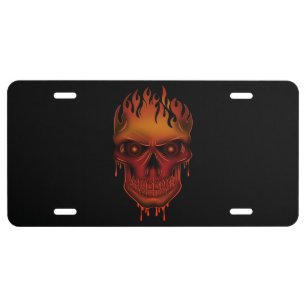 Flame Skull License Plate