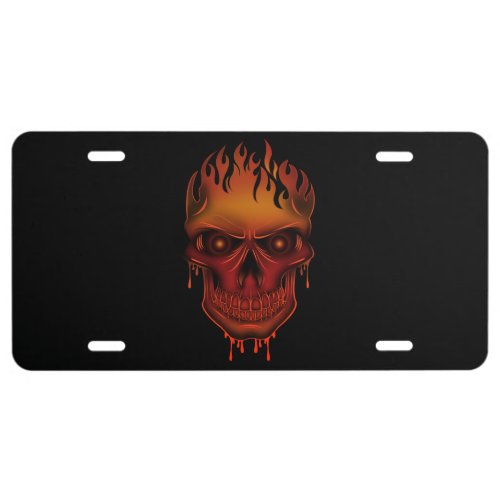 Flame Skull License Plate