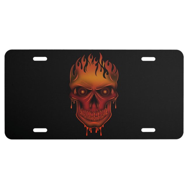 Flame Skull License Plate (Front)