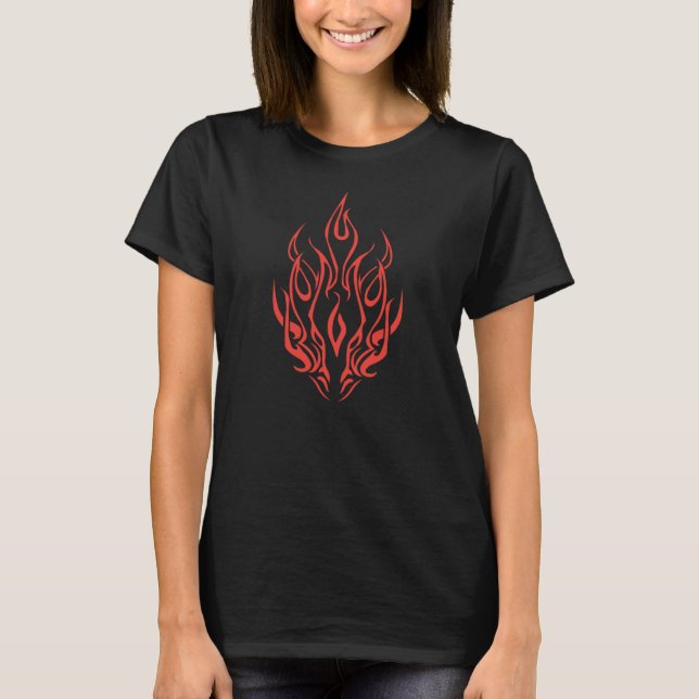 Flame Spirit Face | Tribal Fire Silhouette Art T-Shirt (Front)